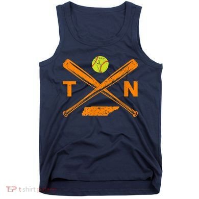 Tennessee Softball Bats & Ball Retro Style Softball Player Tank Top
