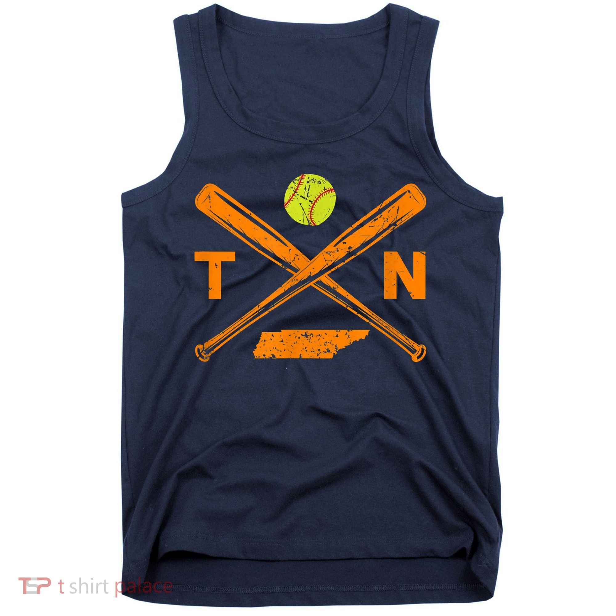 Tennessee Softball Bats & Ball Retro Style Softball Player Tank Top