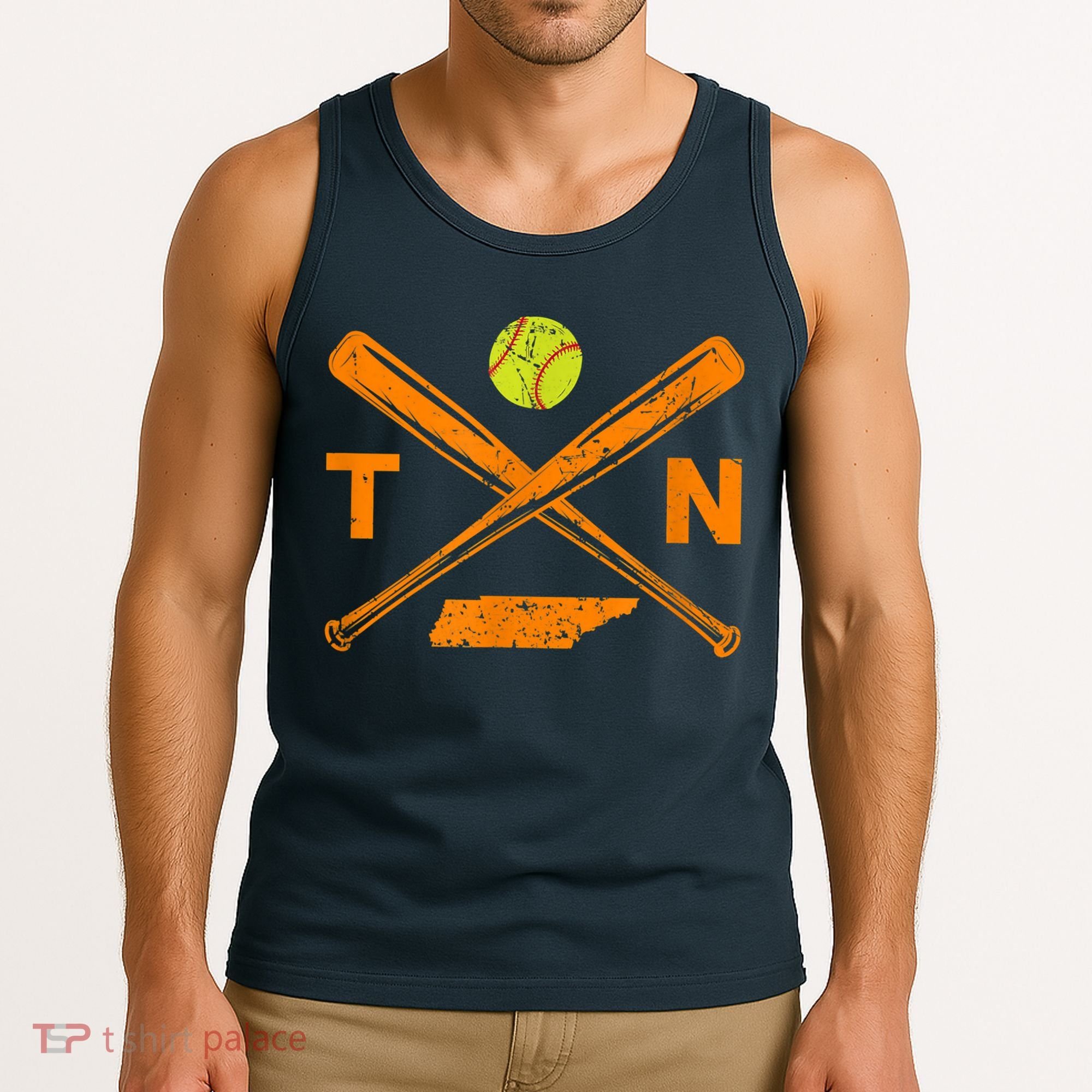 Tennessee Softball Bats & Ball Retro Style Softball Player Tank Top