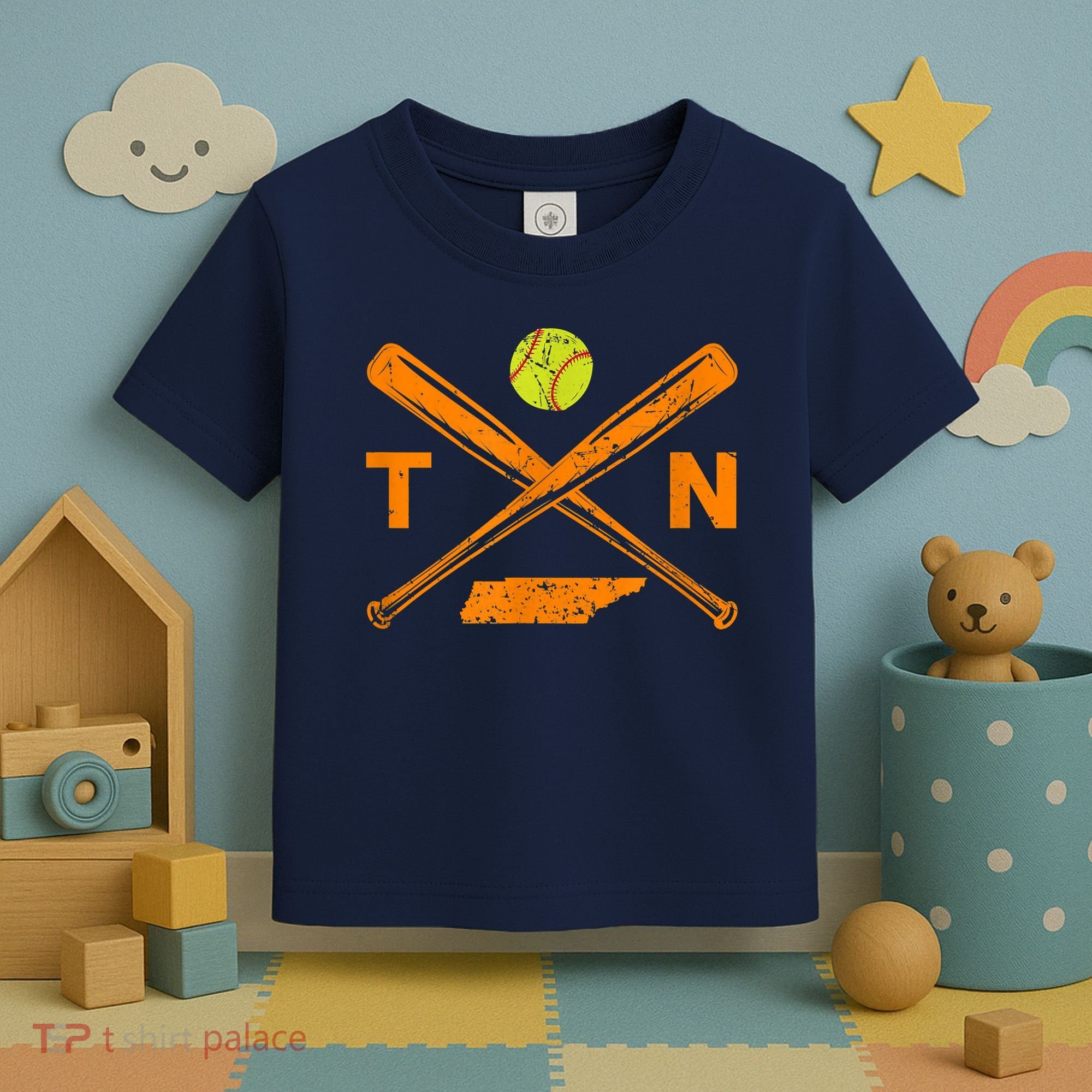 Tennessee Softball Bats & Ball Retro Style Softball Player Toddler T-Shirt