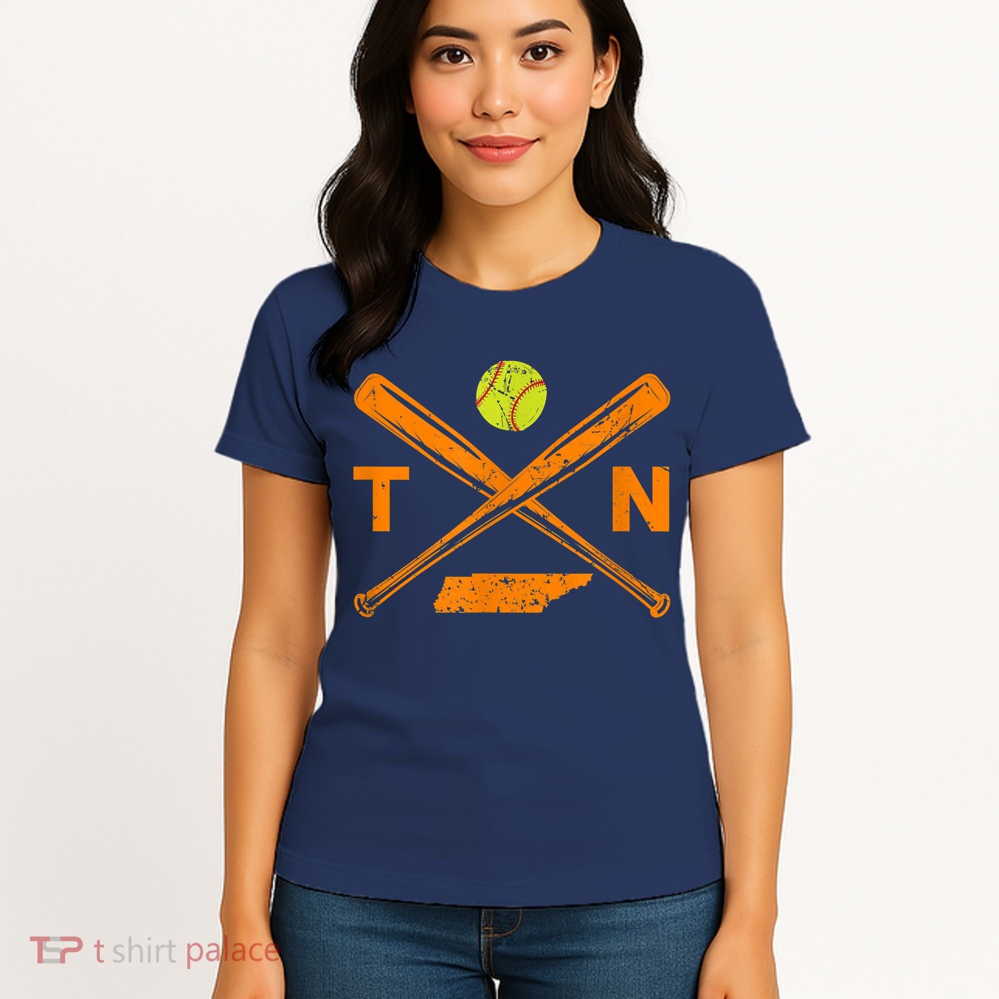 Tennessee Softball Bats & Ball Retro Style Softball Player Women's T-Shirt