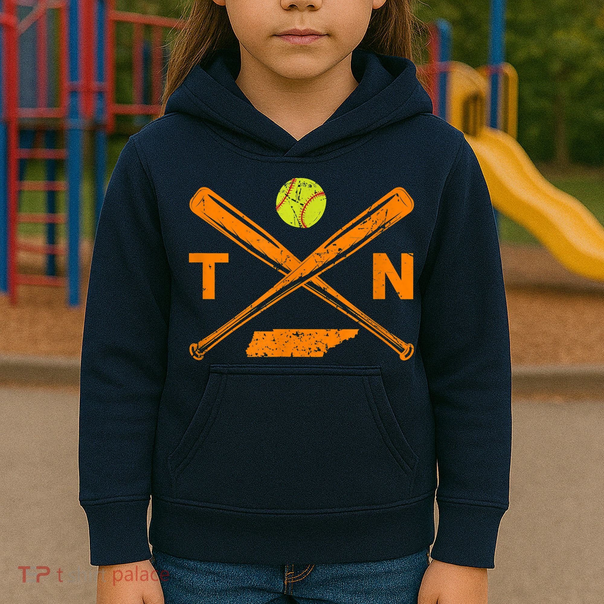 Tennessee Softball Bats & Ball Retro Style Softball Player Kids Hoodie