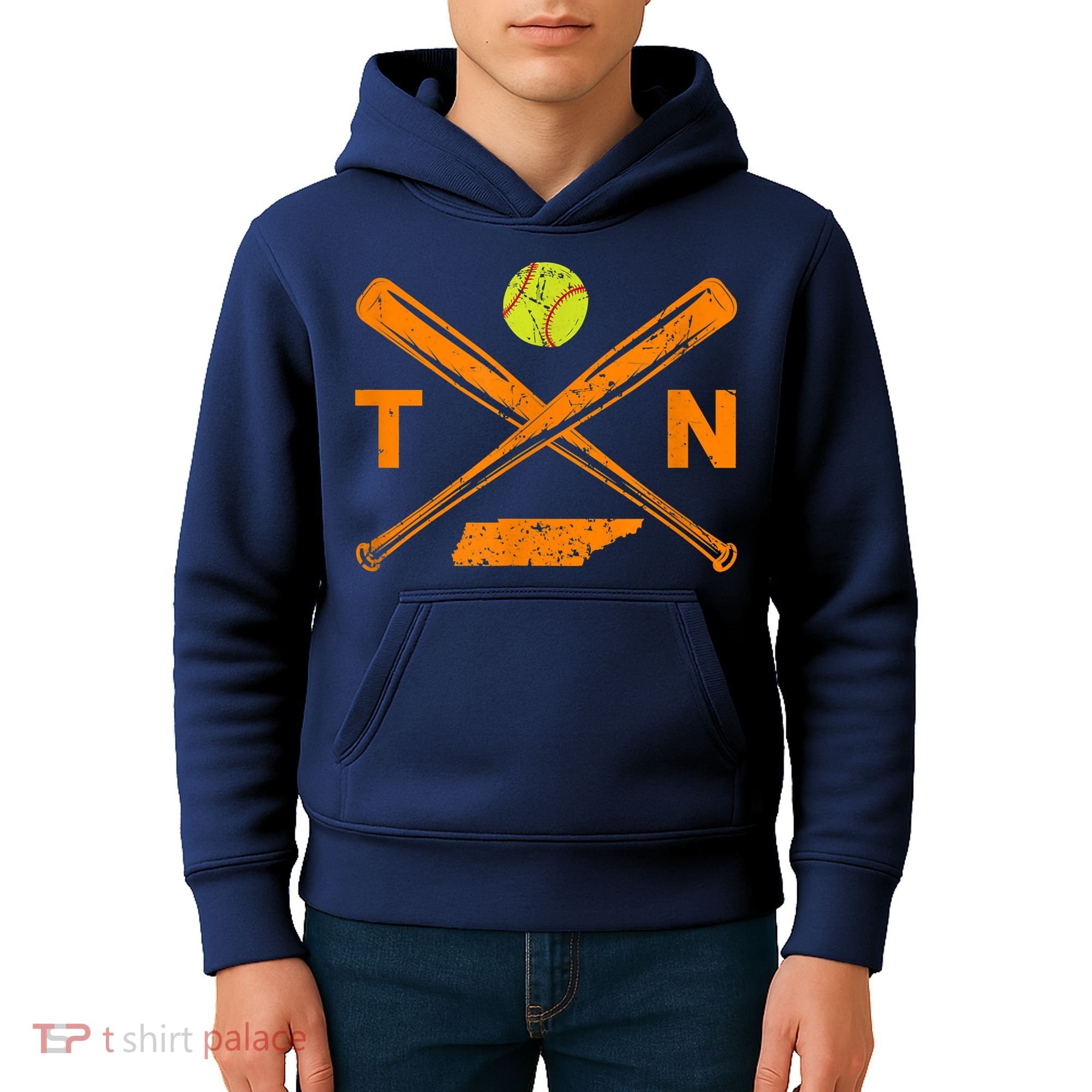 Tennessee Softball Bats & Ball Retro Style Softball Player Kids Hoodie