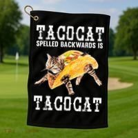Tacocat Spelled Backward Is Taco Cat Golf Towel thumb 1