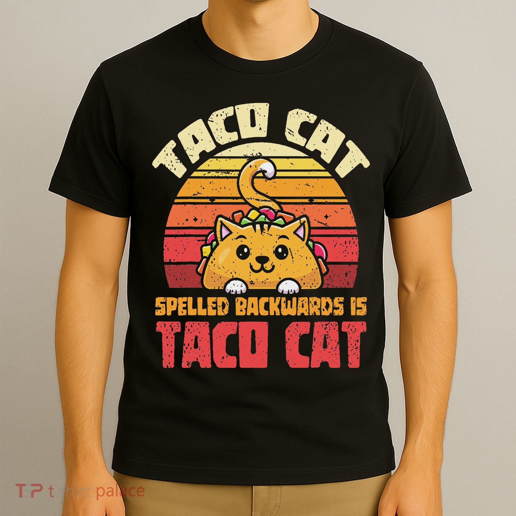 Tacocat Spelled Backwards Is Tacocat Funny Retro Taco T-Shirt