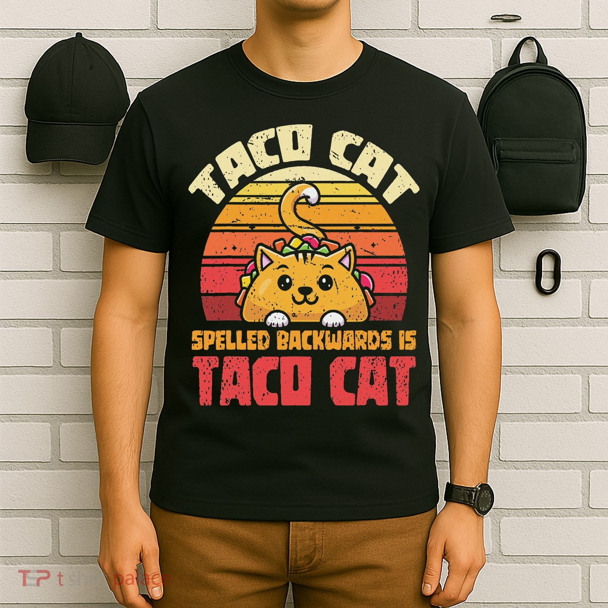 Tacocat Spelled Backwards Is Tacocat Funny Retro Taco T-Shirt