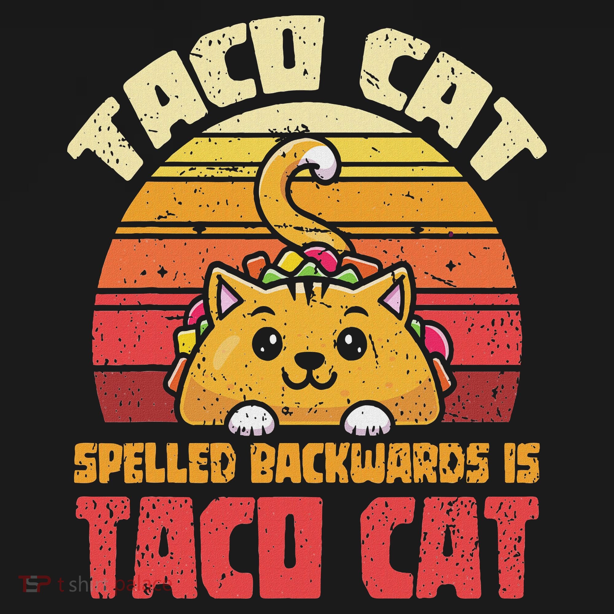 Tacocat Spelled Backwards Is Tacocat Funny Retro Taco Bucket Hat
