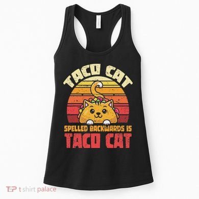 Tacocat Spelled Backwards Is Tacocat Funny Retro Taco Women's Tank Top