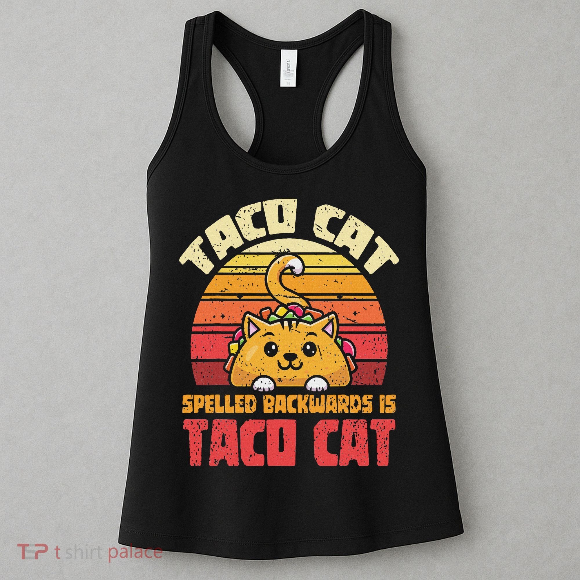 Tacocat Spelled Backwards Is Tacocat Funny Retro Taco Women's Tank Top