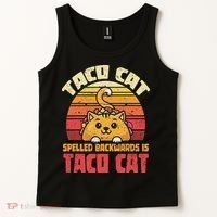 Tacocat Spelled Backwards Is Tacocat Funny Retro Taco Tank Top thumb 2