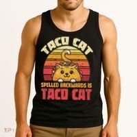 Tacocat Spelled Backwards Is Tacocat Funny Retro Taco Tank Top thumb 3