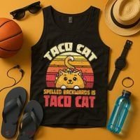 Tacocat Spelled Backwards Is Tacocat Funny Retro Taco Tank Top thumb 4