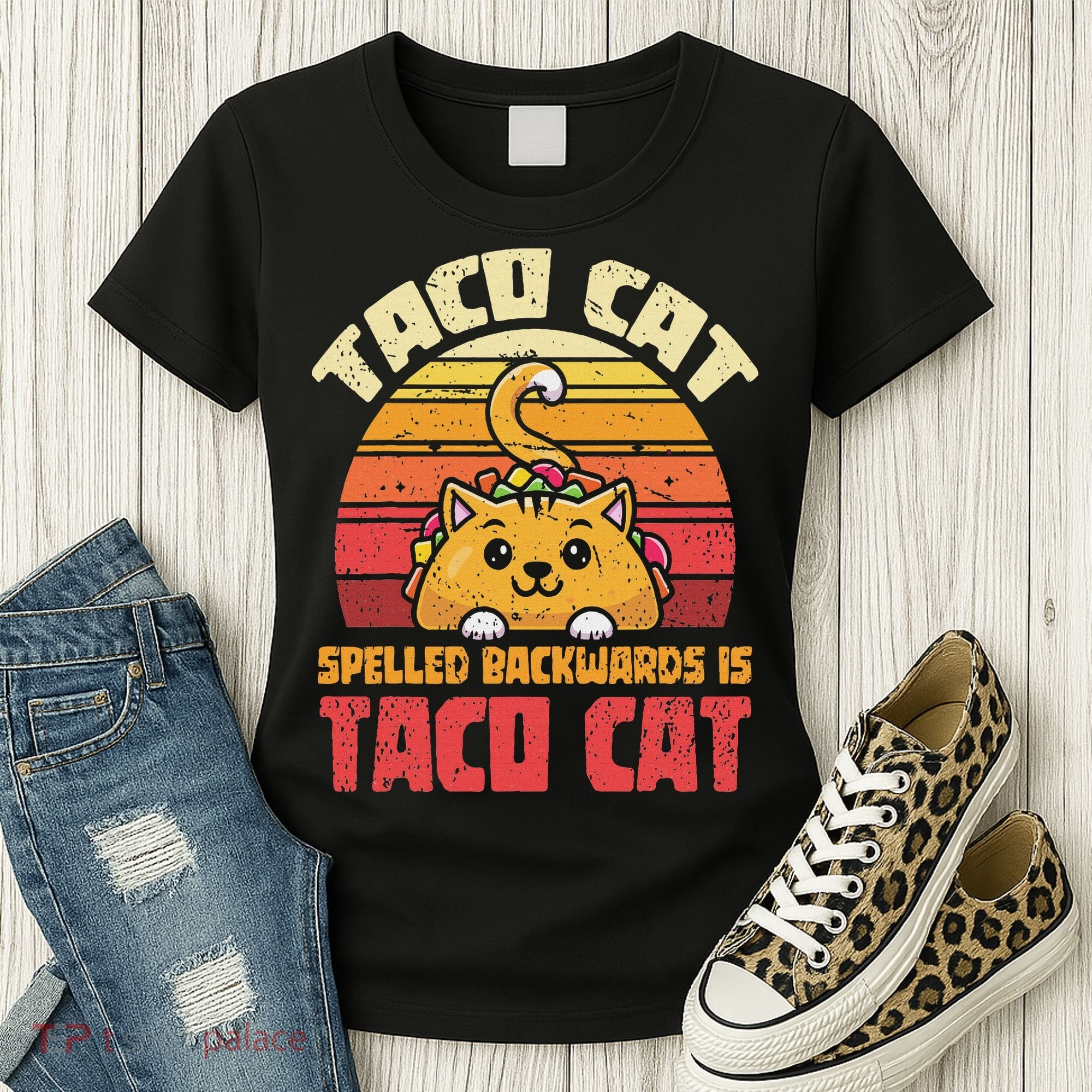 Tacocat Spelled Backwards Is Tacocat Funny Retro Taco Women's T-Shirt