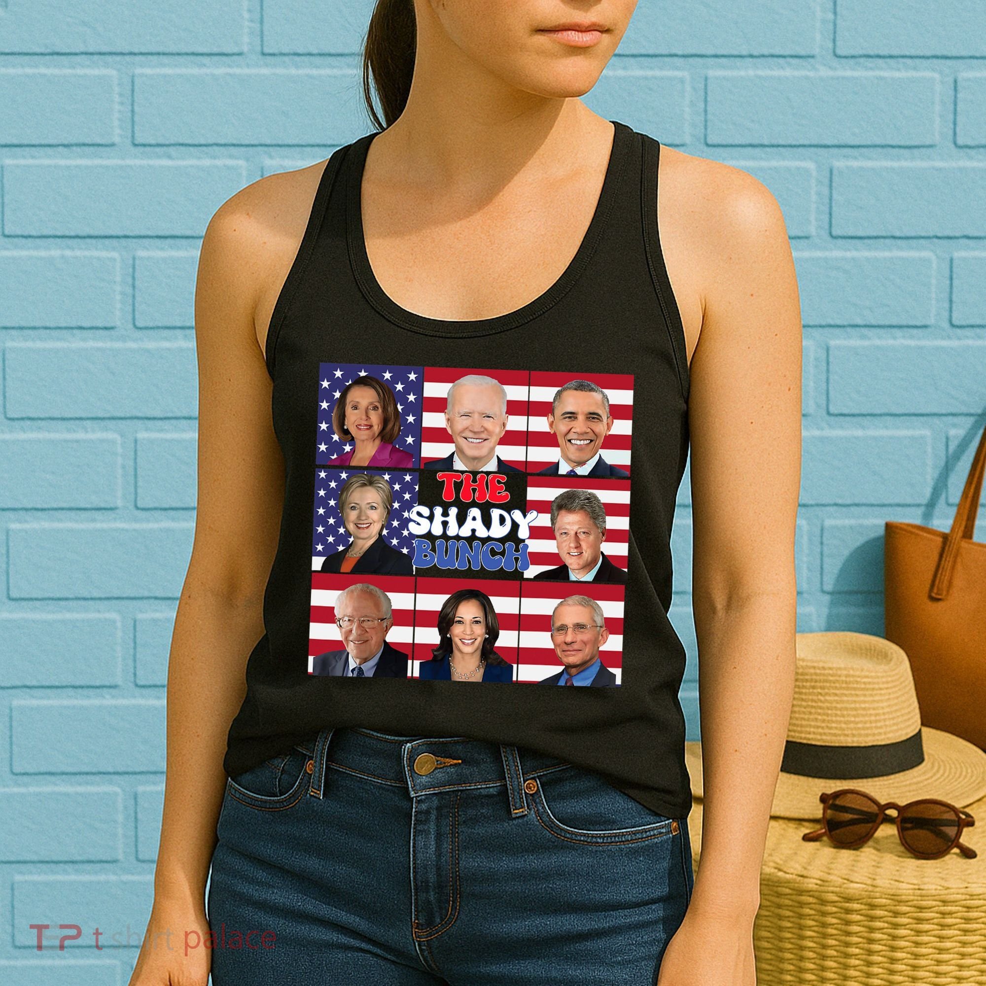 The Shady Bunch Funny American Flag 4th Of July Women's Tank Top