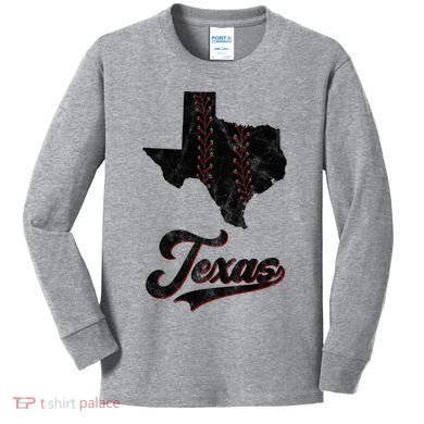 Texas State Baseball Lover Kids Long Sleeve Shirt