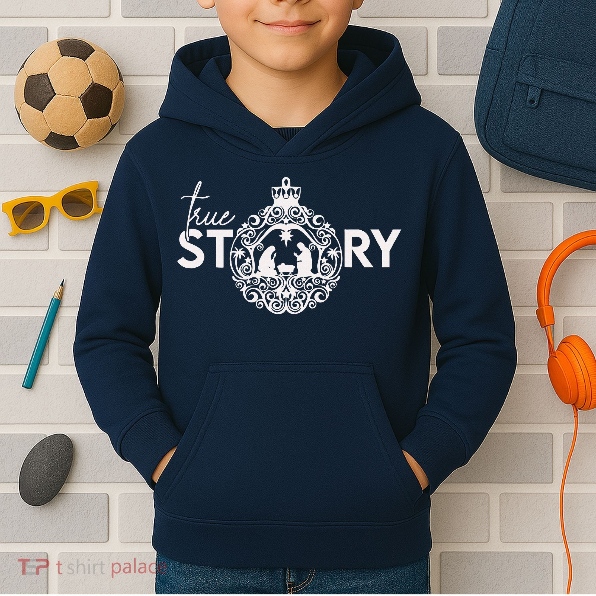 True Story Christmas Nativity Jesus Christian Christmas Kids Hoodie