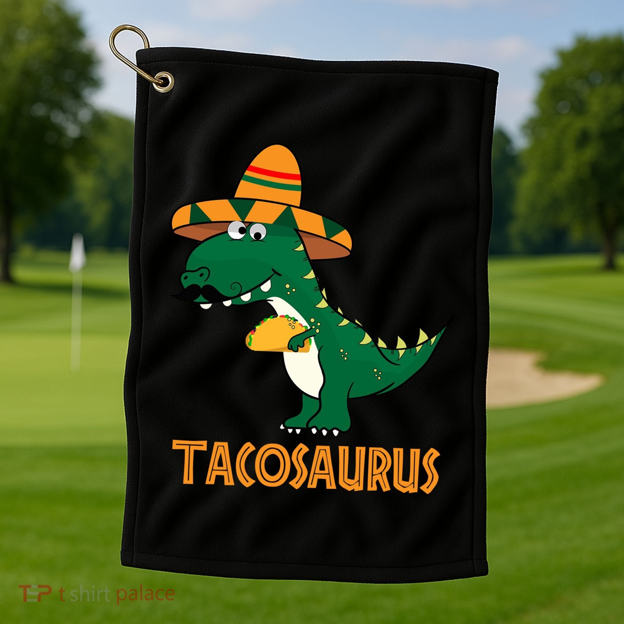 Taco Saurus Cinco De Mayo Dinosaur Golf Towel