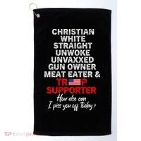 Trump Supporter Christian White Straight Unwoke Unvaxxed Golf Towel thumb 0