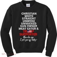 Trump Supporter Christian White Straight Unwoke Unvaxxed Kids Sweatshirt thumb 0