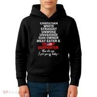 Trump Supporter Christian White Straight Unwoke Unvaxxed Kids Hoodie thumb 4