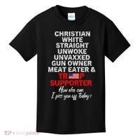 Trump Supporter Christian White Straight Unwoke Unvaxxed Kids T-Shirt thumb 0