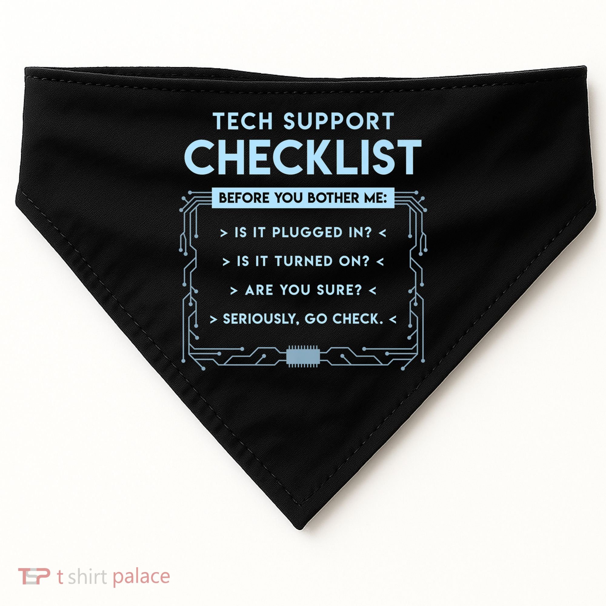 Tech Support Checklist Funny Computer Geek Sysadmin Gift USA-Made Doggie Bandana