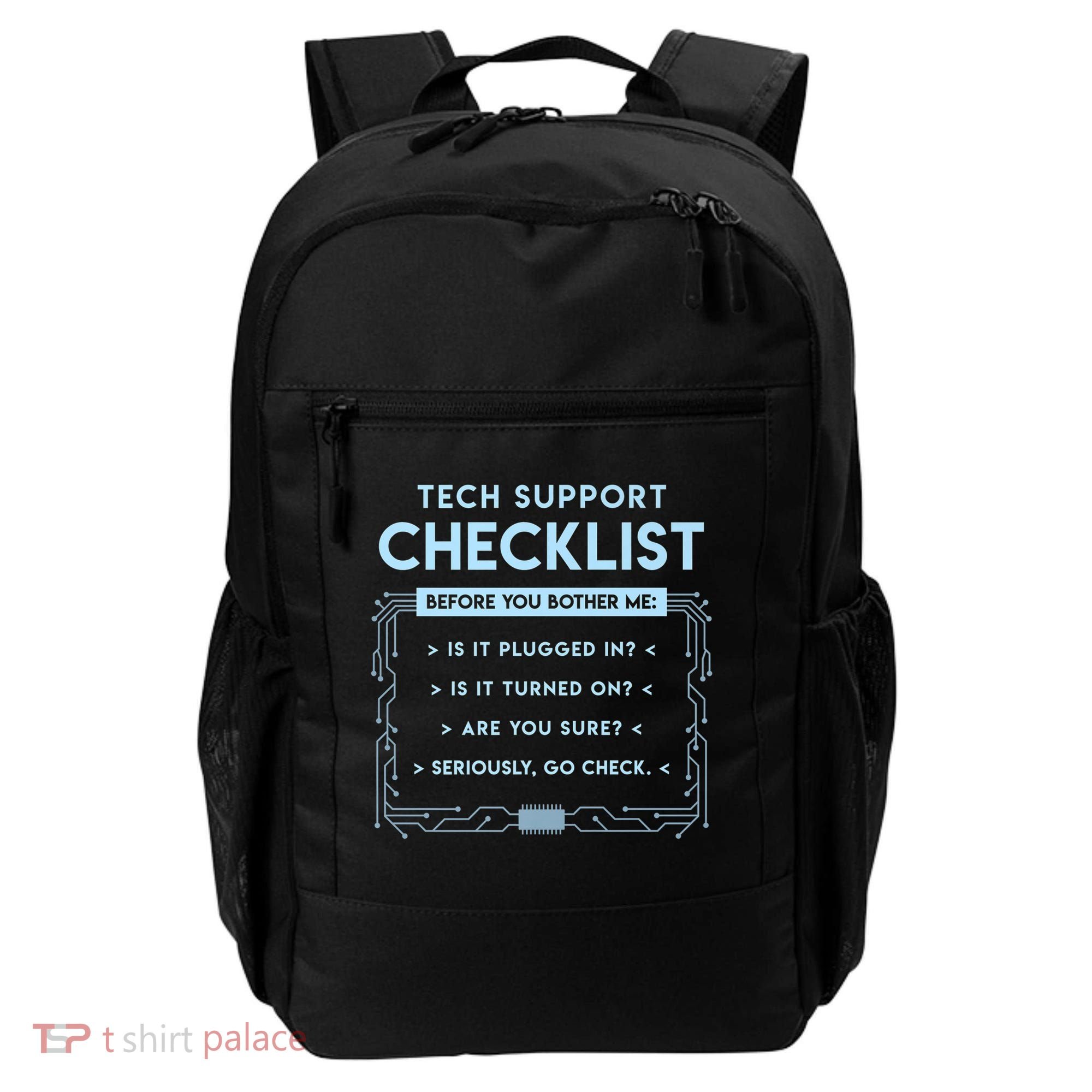 Tech Support Checklist Funny Computer Geek Sysadmin Gift Backpack