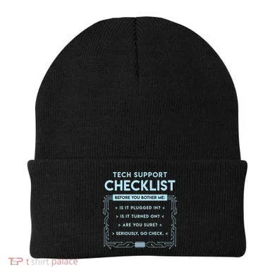 Tech Support Checklist Funny Computer Geek Sysadmin Gift Beanie