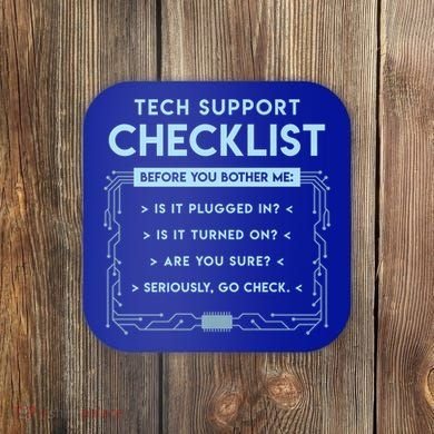 Tech Support Checklist Funny Computer Geek Sysadmin Gift Coaster