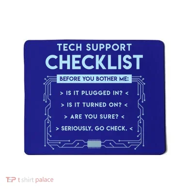 Tech Support Checklist Funny Computer Geek Sysadmin Gift Mousepad