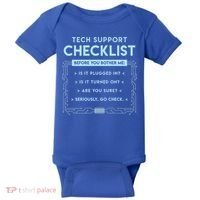 Tech Support Checklist Funny Computer Geek Sysadmin Gift Baby Bodysuit thumb 0