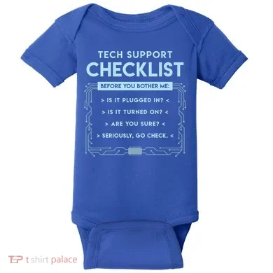 Tech Support Checklist Funny Computer Geek Sysadmin Gift Baby Bodysuit