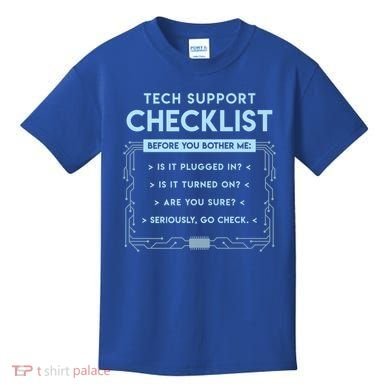 Tech Support Checklist Funny Computer Geek Sysadmin Gift Kids T-Shirt