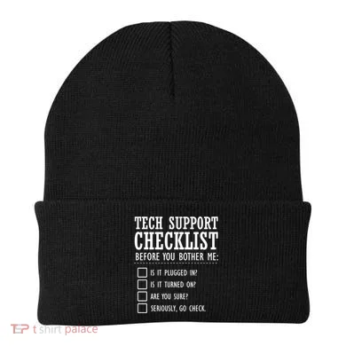 Tech Support Checklist Funny Computer Geek Sysadmin Gift Beanie