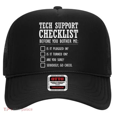 Tech Support Checklist Funny Computer Geek Sysadmin Gift Hat