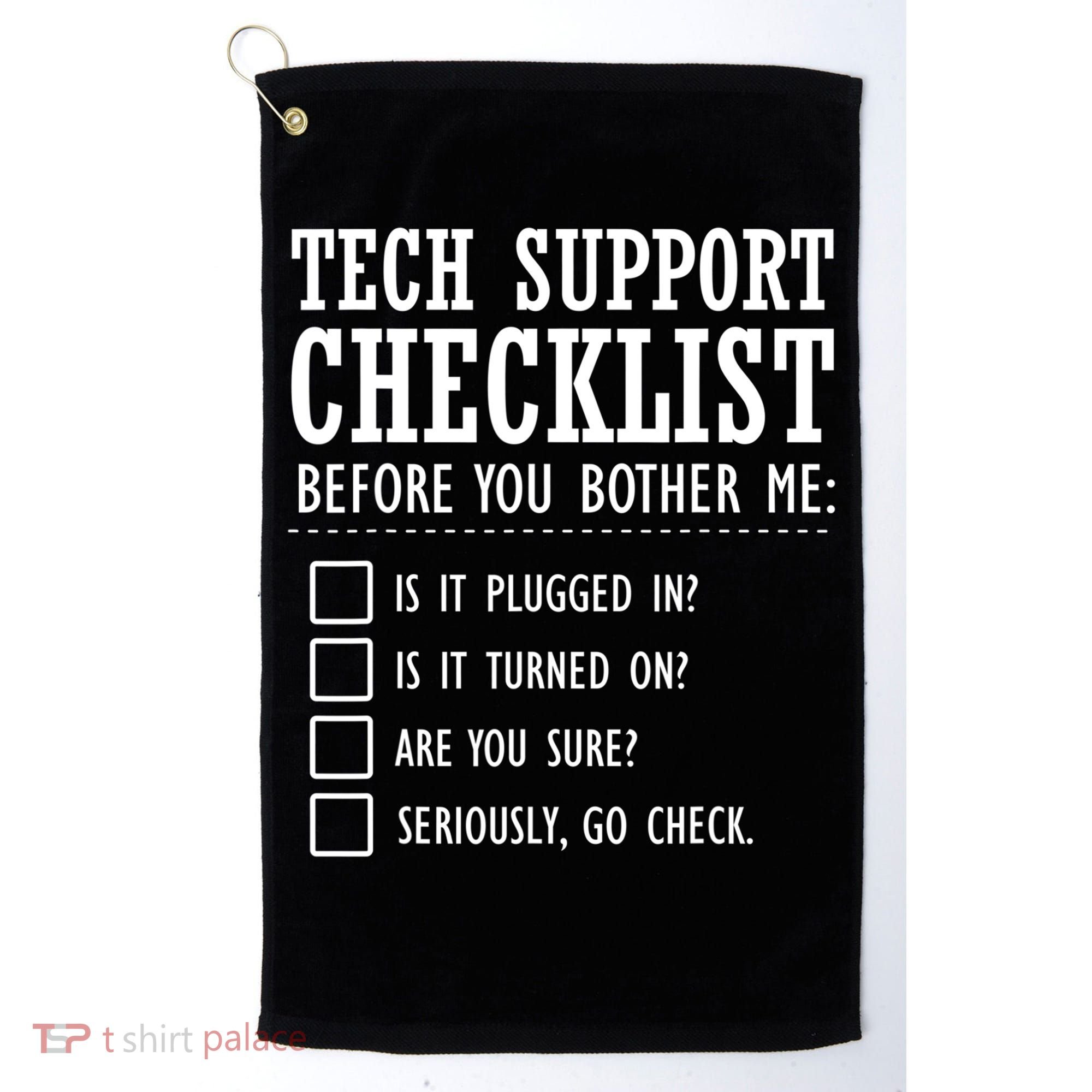 Tech Support Checklist Funny Computer Geek Sysadmin Gift Golf Towel