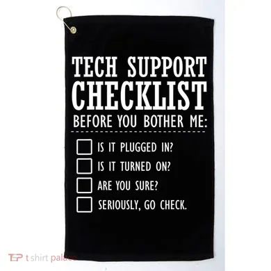Tech Support Checklist Funny Computer Geek Sysadmin Gift Golf Towel