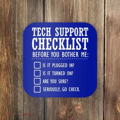 Tech Support Checklist Funny Computer Geek Sysadmin Gift Coaster