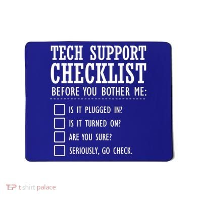 Tech Support Checklist Funny Computer Geek Sysadmin Gift Mousepad
