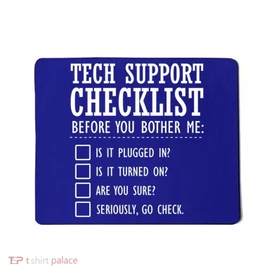 Tech Support Checklist Funny Computer Geek Sysadmin Gift Mousepad