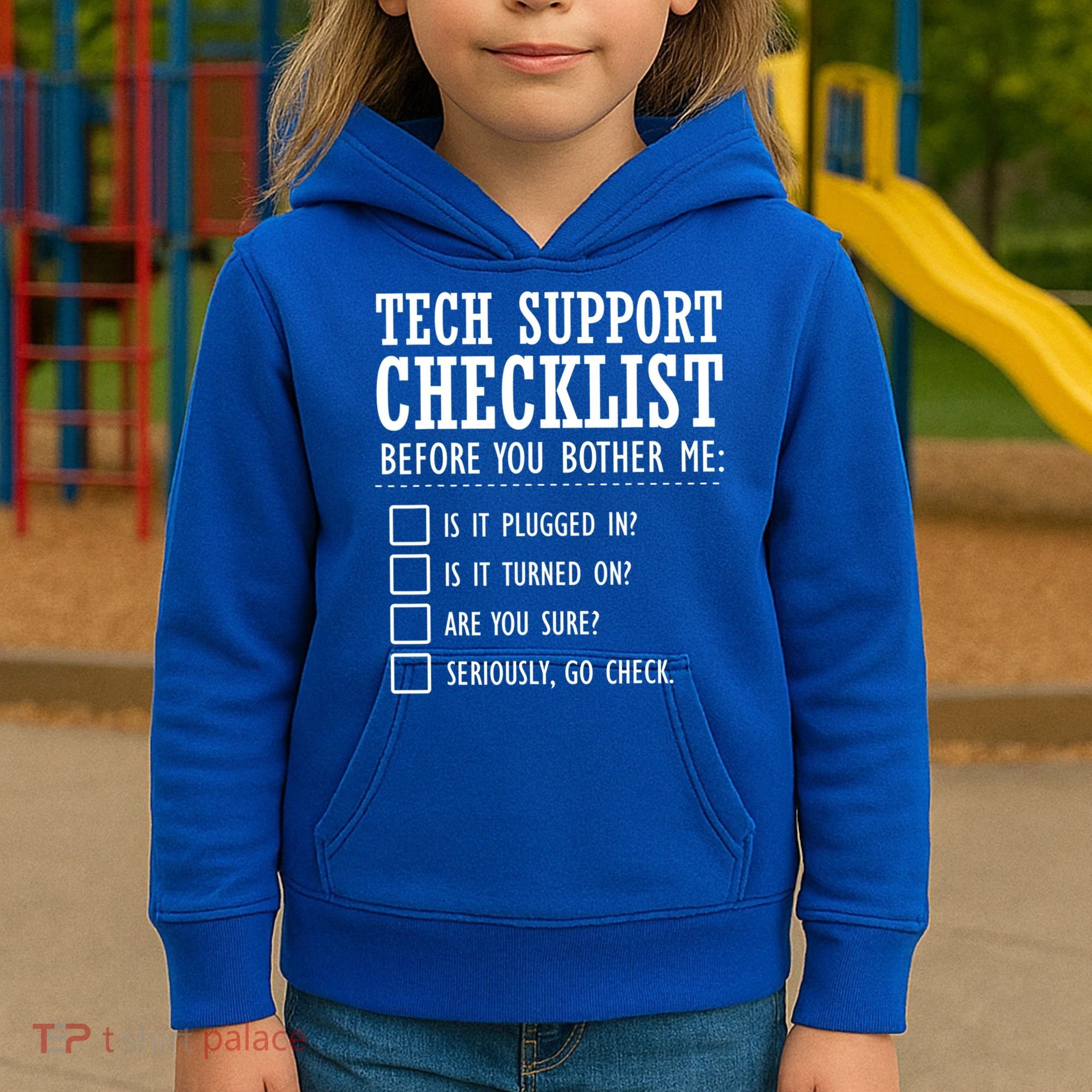 Tech Support Checklist Funny Computer Geek Sysadmin Gift Kids Hoodie