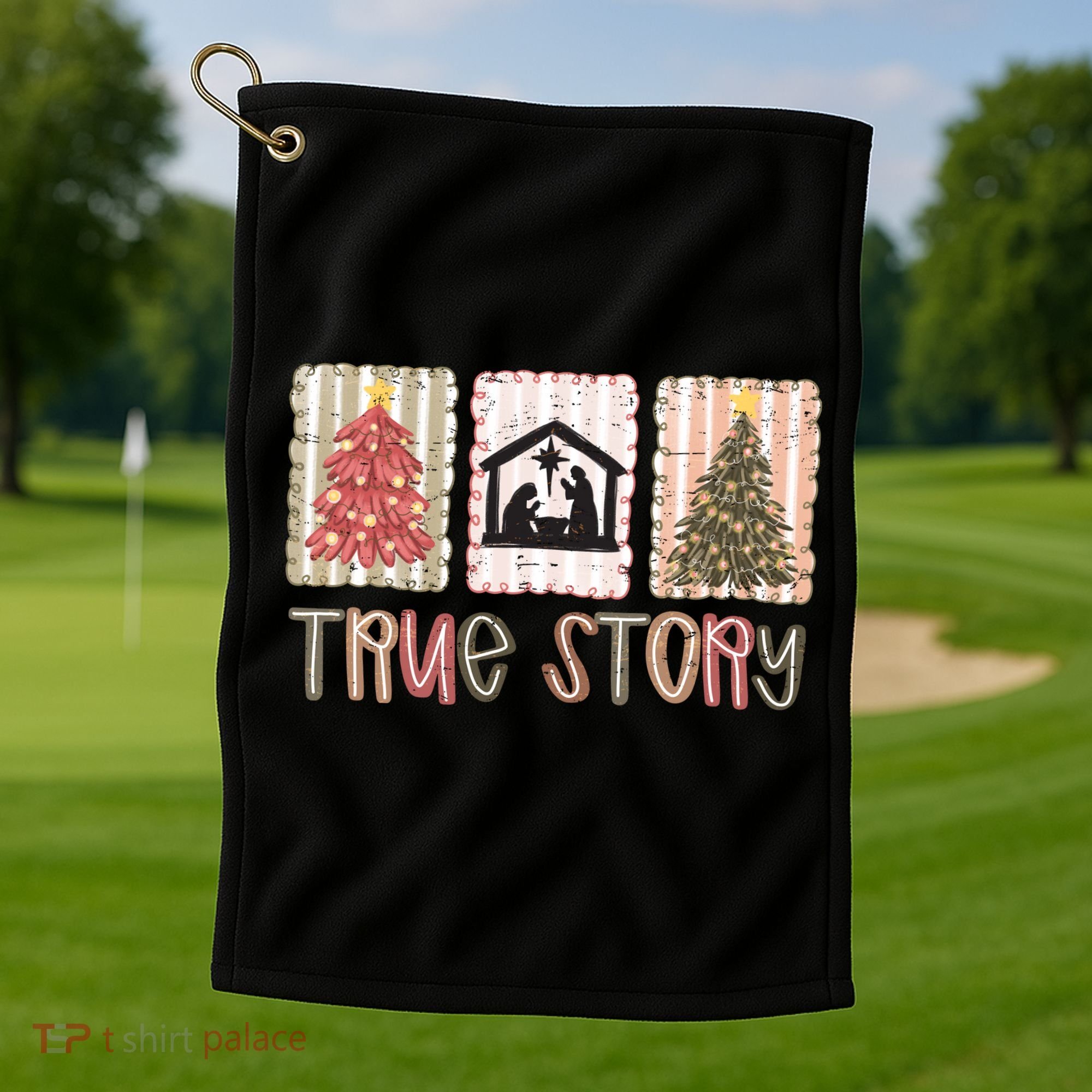 True Story Christian Christmas Jesus Birthday Golf Towel