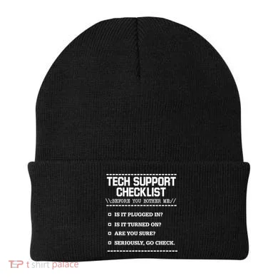 Tech Support Checklist Funny Computer Geek Sysadmin Gift Beanie