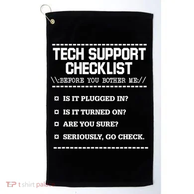Tech Support Checklist Funny Computer Geek Sysadmin Gift Golf Towel