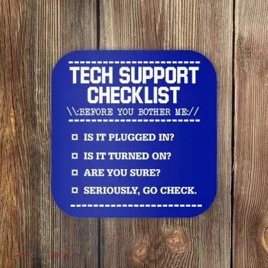 Tech Support Checklist Funny Computer Geek Sysadmin Gift Coaster