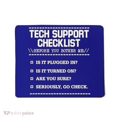 Tech Support Checklist Funny Computer Geek Sysadmin Gift Mousepad