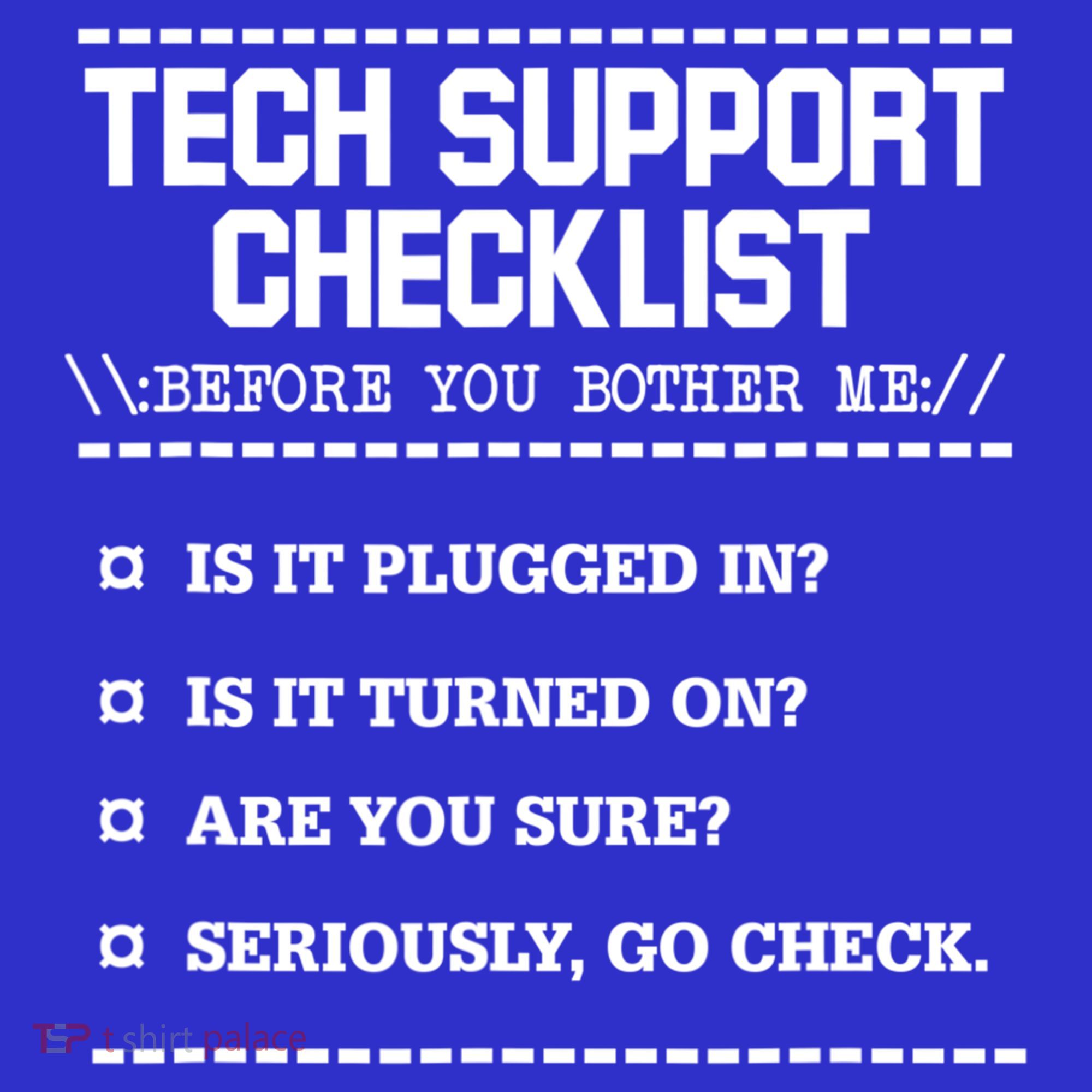 Tech Support Checklist Funny Computer Geek Sysadmin Gift Mousepad