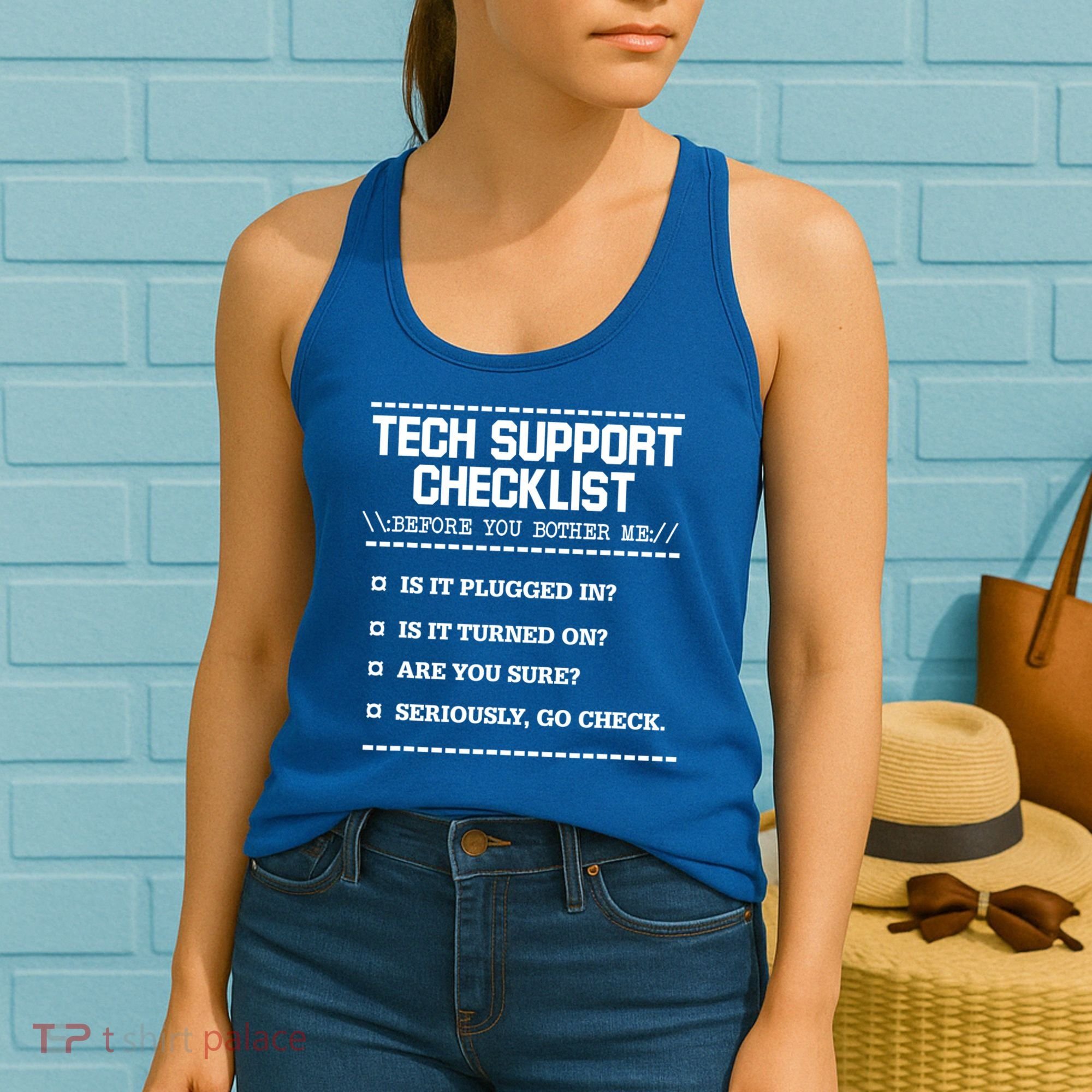 Tech Support Checklist Funny Computer Geek Sysadmin Gift Women's Tank Top
