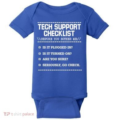 Tech Support Checklist Funny Computer Geek Sysadmin Gift Baby Bodysuit