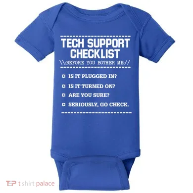 Tech Support Checklist Funny Computer Geek Sysadmin Gift Baby Bodysuit